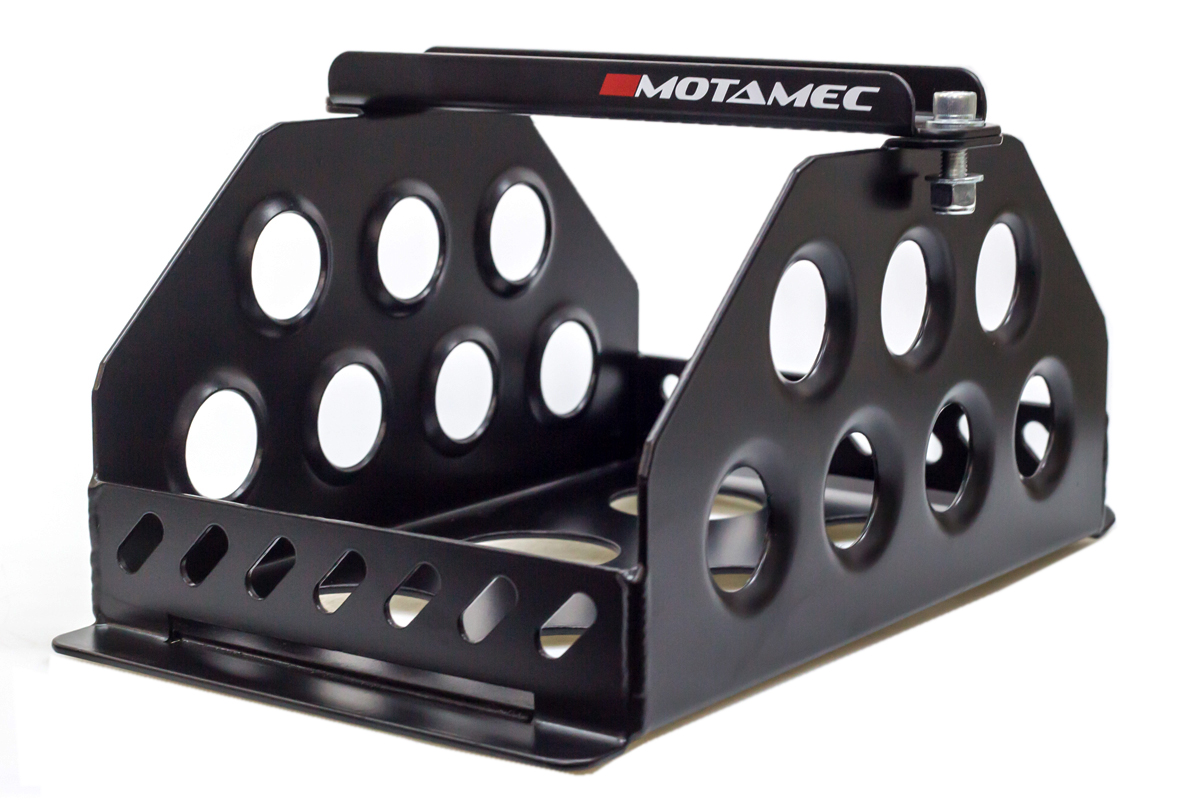 Motamec Std Size Alloy Car Battery Tray Aluminium Box Holder Black